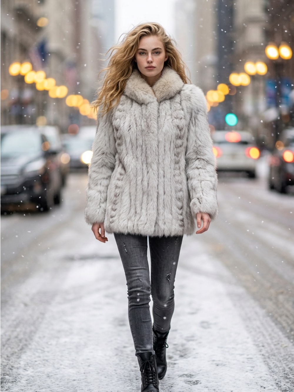 Saga Fox Vintage 1980 Luxury Silver Fox Fur Coat